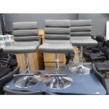 +VAT 3 grey chrome framed bar stools