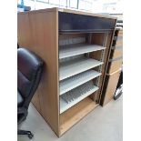 Beech effect tambour fronted stationery cupboard