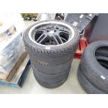 Set of vintage split rim BMW alloy wheels and tyres, 205x40x17 tyres
