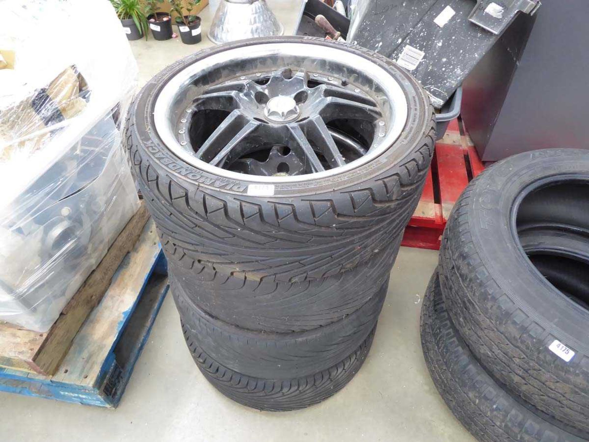Set of vintage split rim BMW alloy wheels and tyres, 205x40x17 tyres
