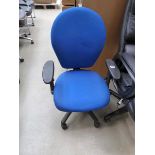 Blue cloth swivel armchair