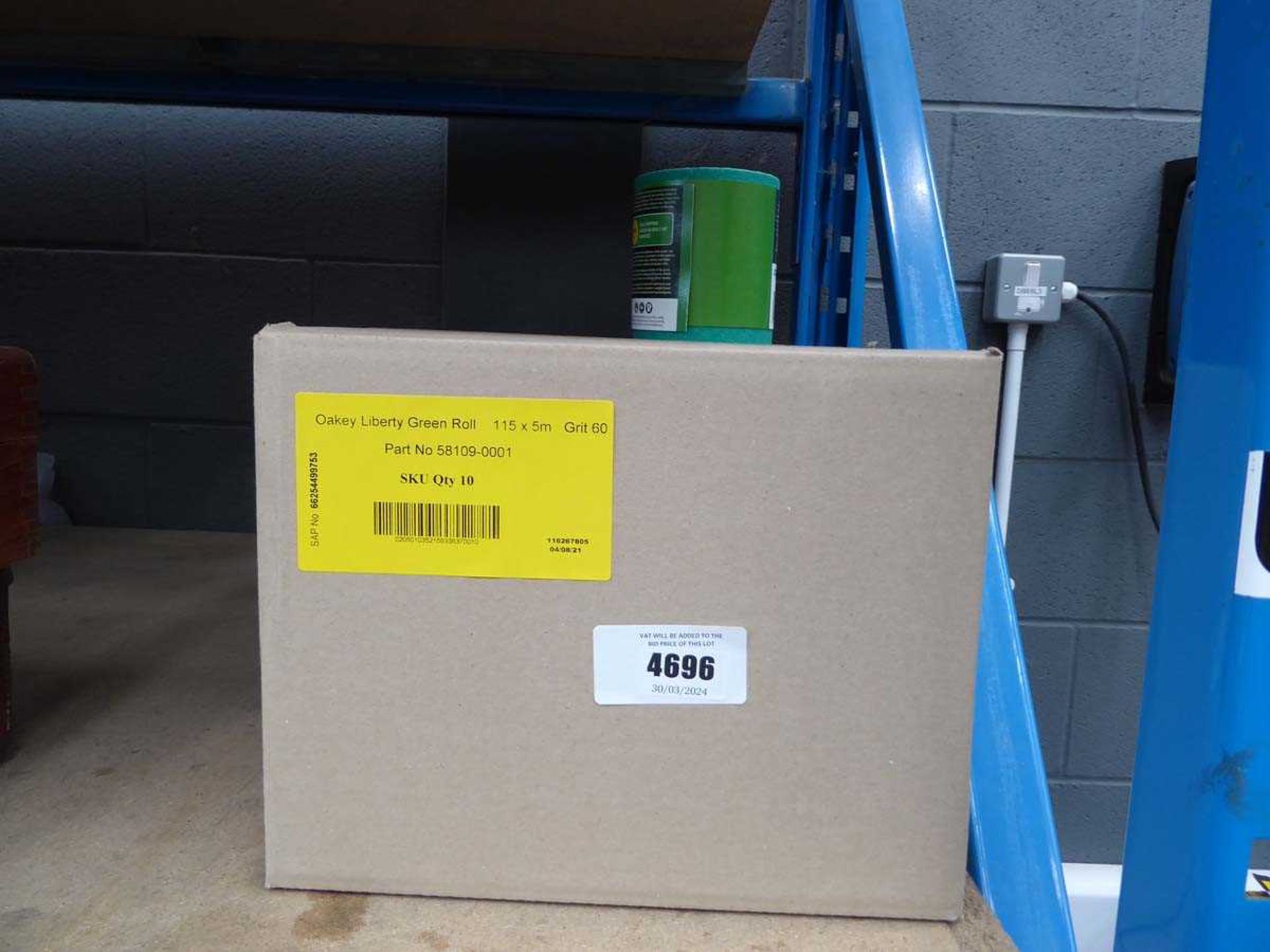 +VAT 2 boxes of Oakley liberty green 115 x 5m 60 grit sanding rolls