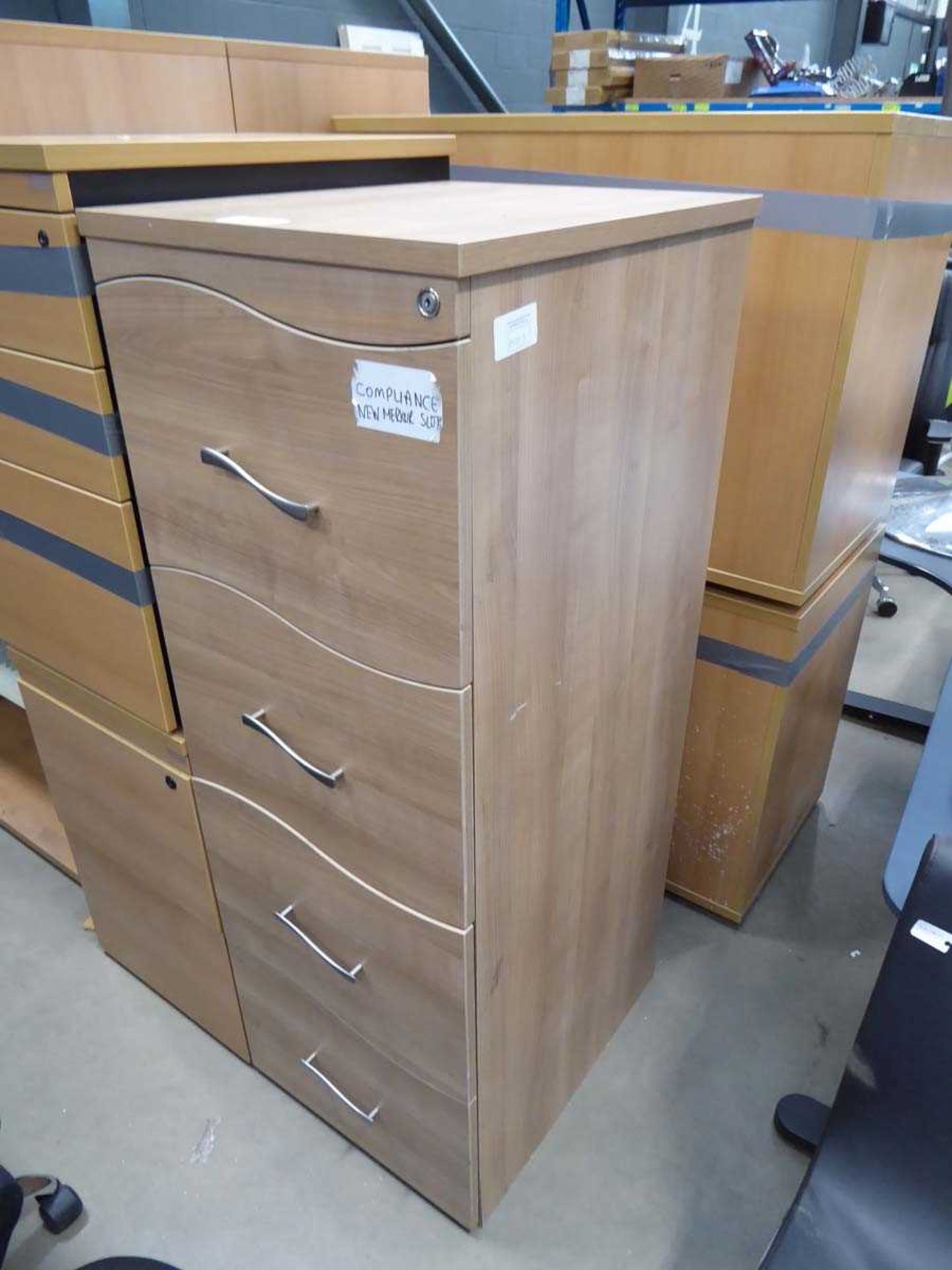 Dark oak 4 drawer office filing cabinet