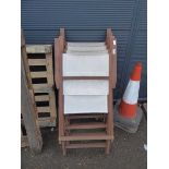 4 x wooden and cream mesh fold up garden chairs