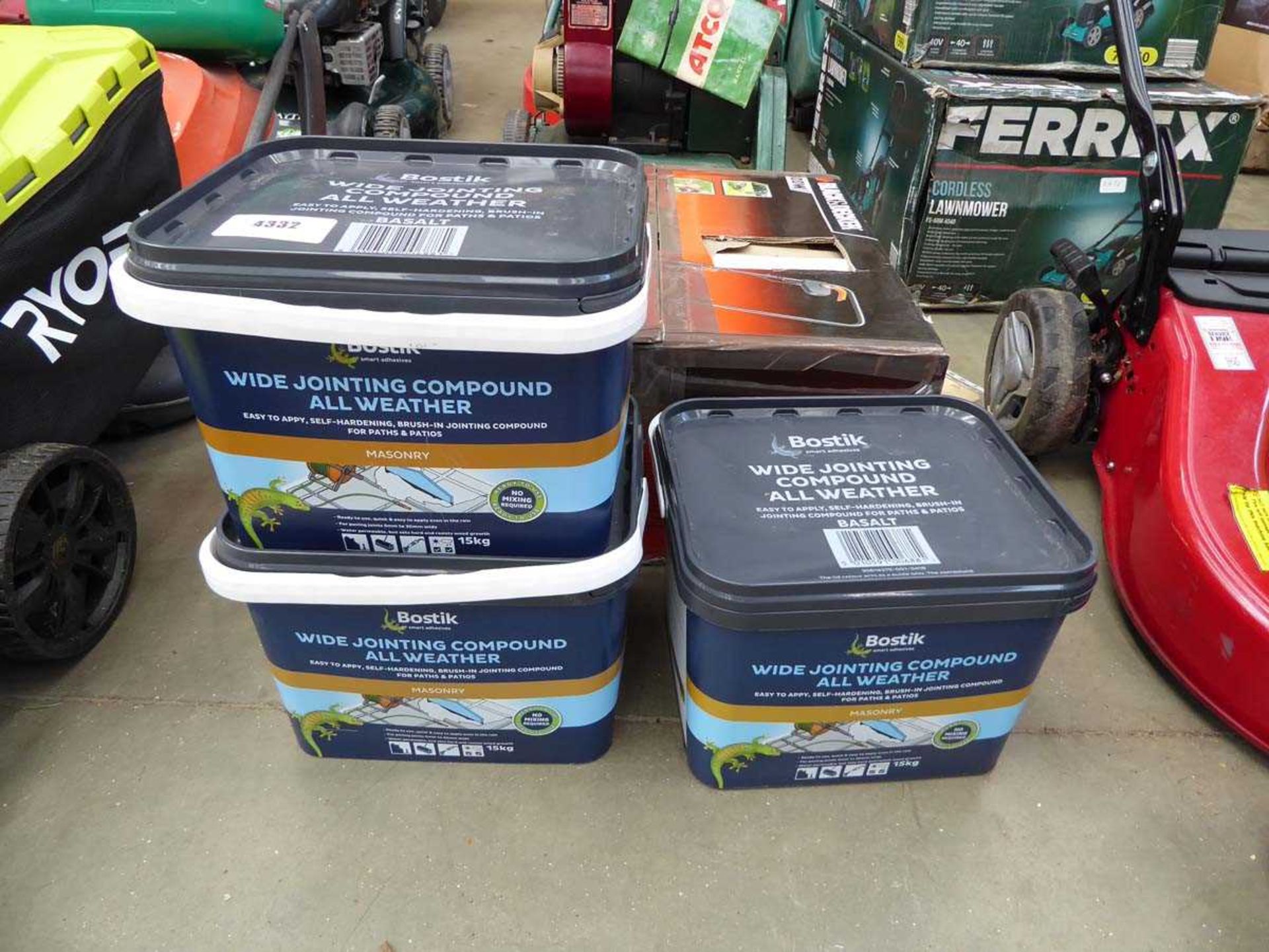 +VAT Three tubs of Bostik wide jointing compound
