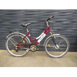 Trek King Comfort German red and white lady's bike with a back rack