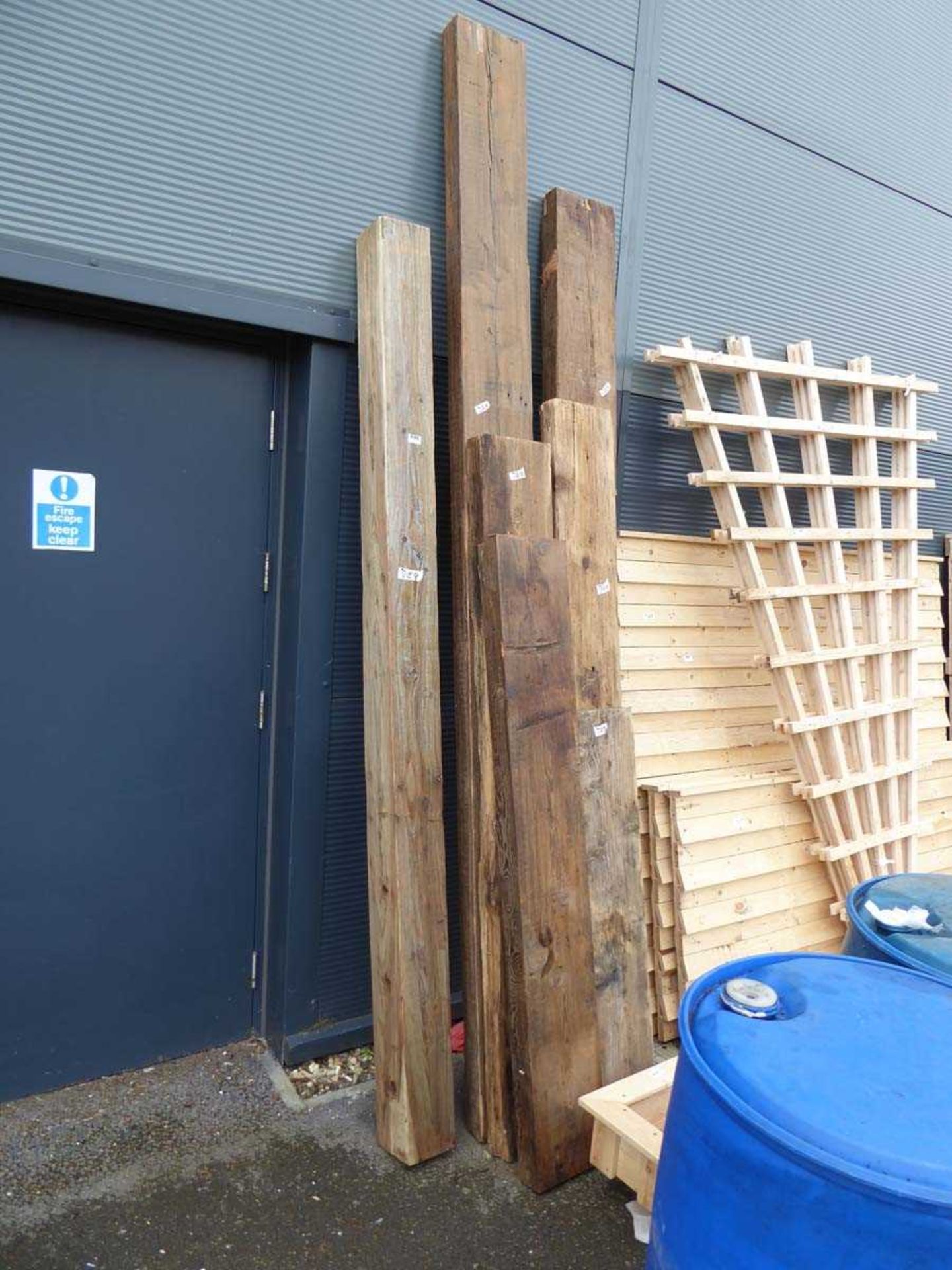 Quantity of large pieces of timber inc. gate post