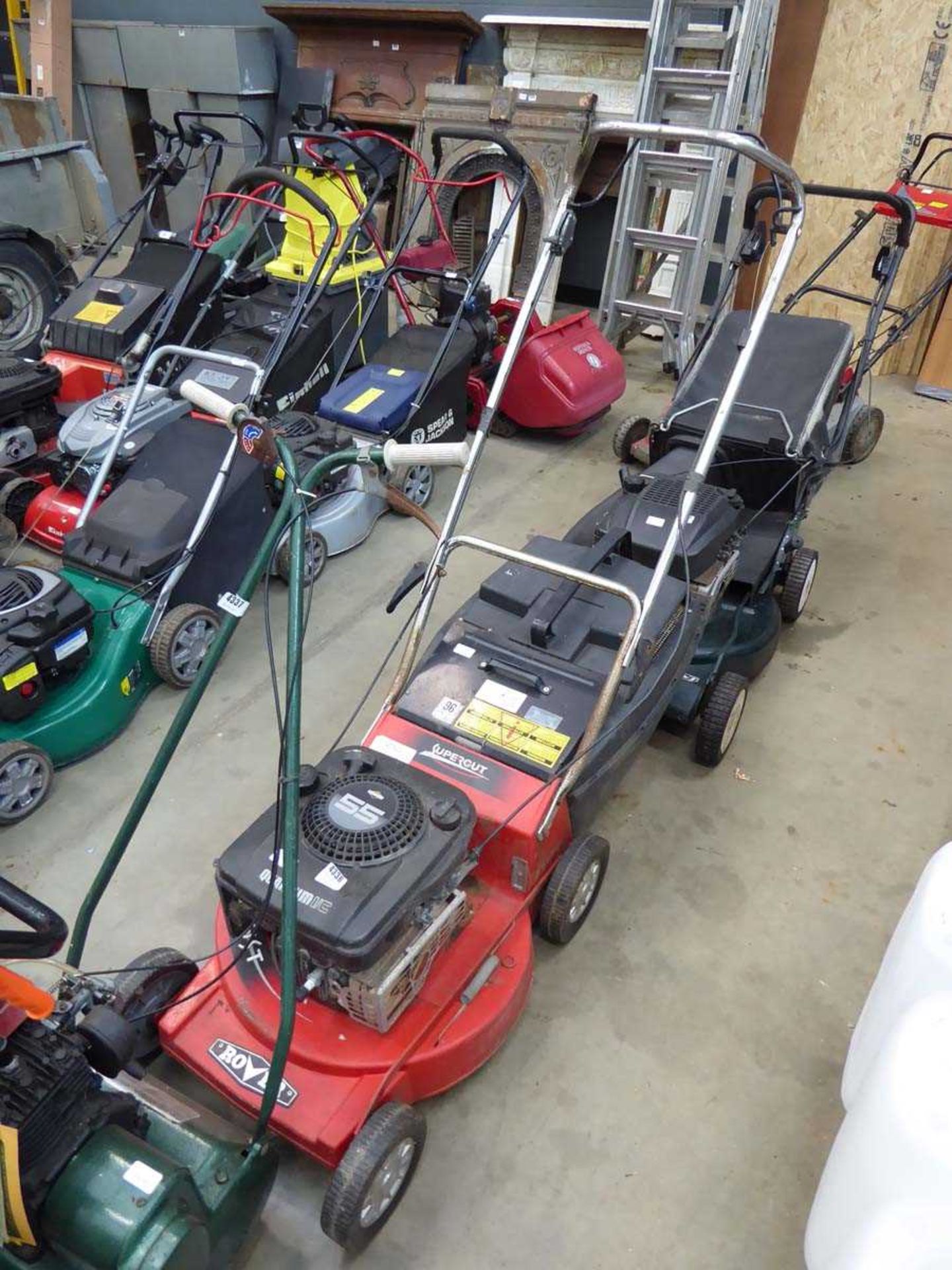 Rover petrol powered rotary mower with grass box