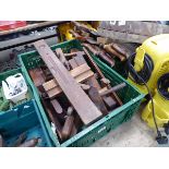 Box containing wooden planes and wooden spirit levels