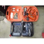 Paslode nail gun with battery and charger and a Parkside jigsaw
