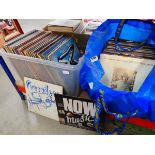 Box and bag of vinyl records