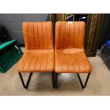 +VAT 2 brown leather effect dining chairs