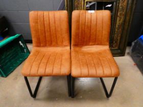 +VAT 2 brown leather effect dining chairs