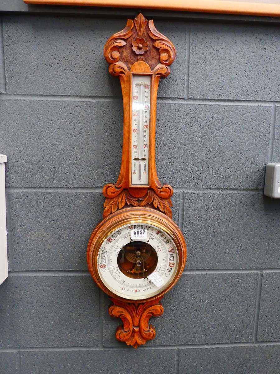 Oak banjo barometer