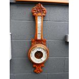 Oak banjo barometer
