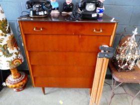 1950's teak chest of five drawers