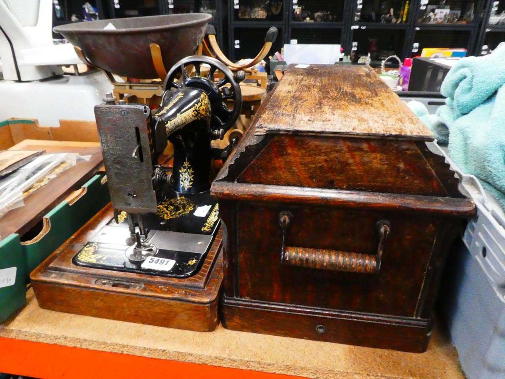 Cased Singer sewing machine