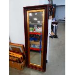 Narrow rectangular mirror in gilt and natural wood frame