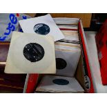 Box containing 1950's/1960's EP 7" records