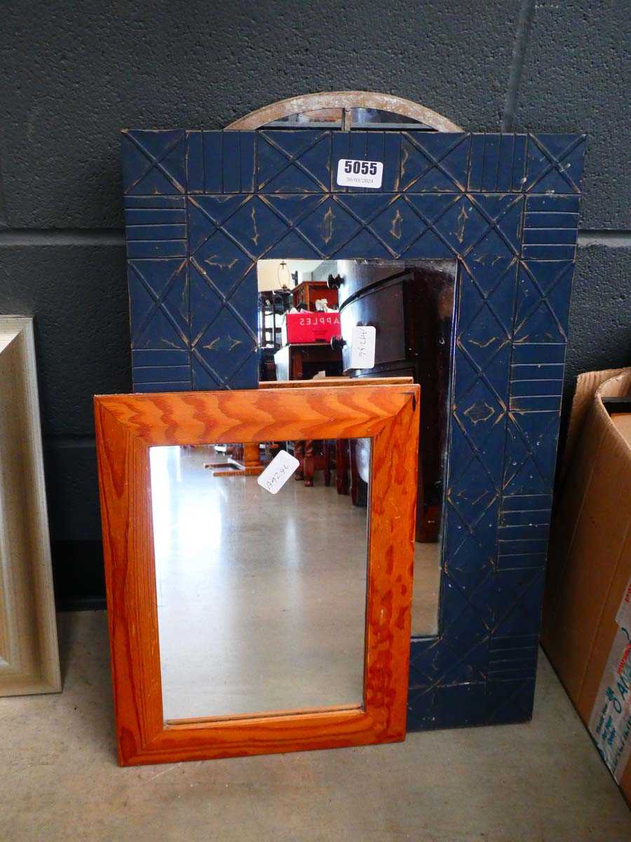 Small dome topped garden mirror plus 2 others in painted and pine frames