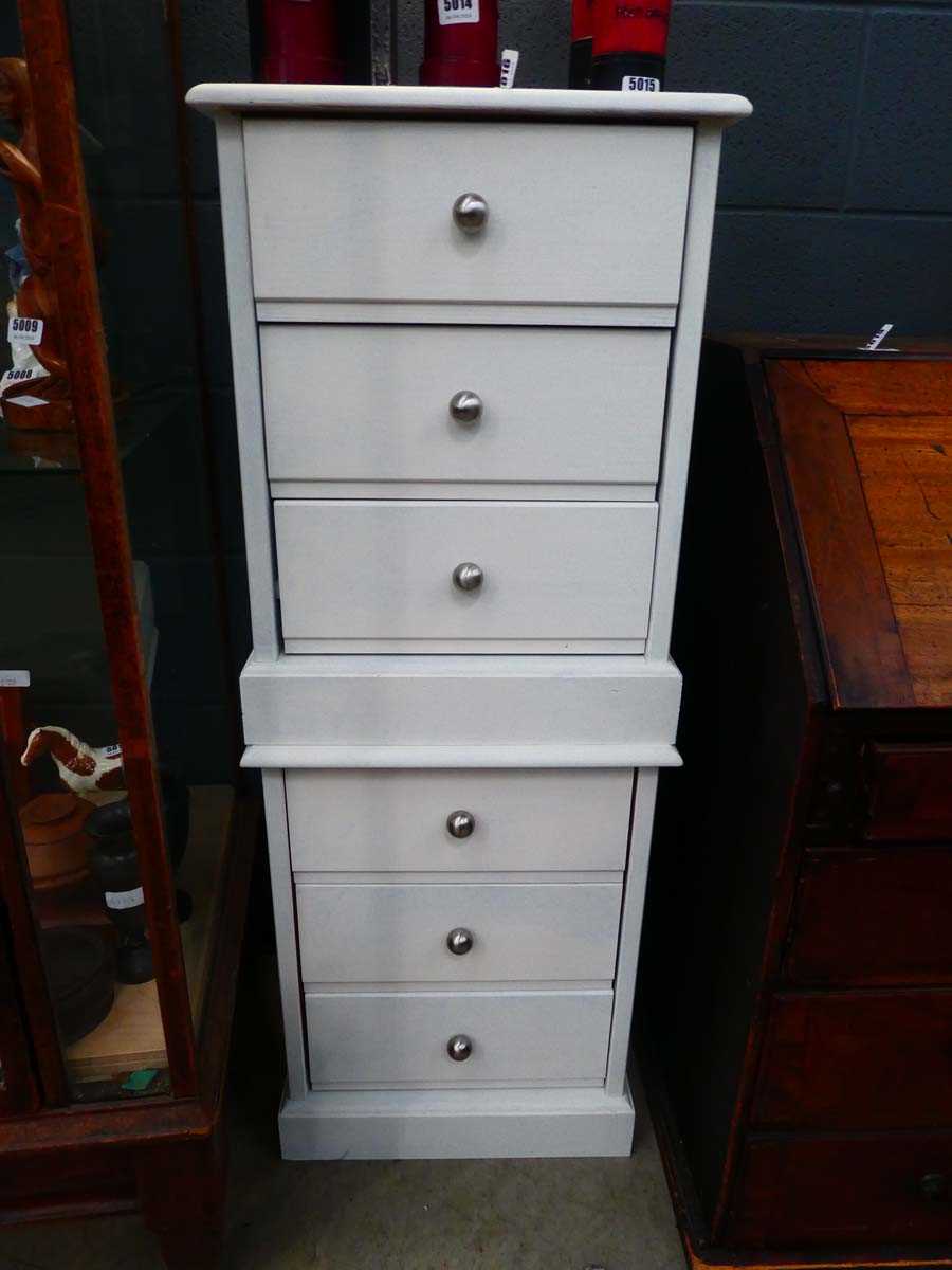 Pair of white painted 3 drawer bedside cabinets