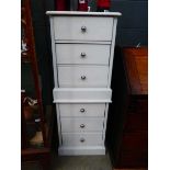 Pair of white painted 3 drawer bedside cabinets