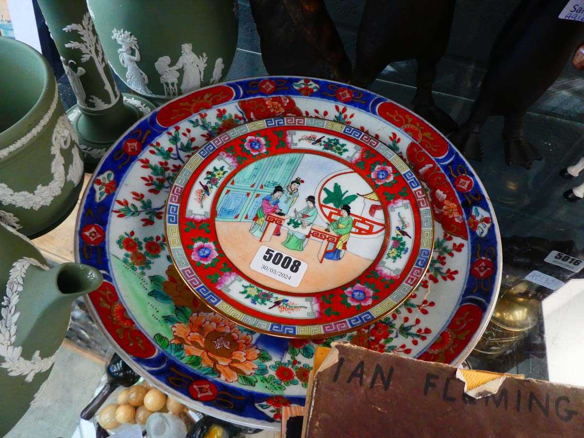 Modern Chinese plate plus an Imari dish