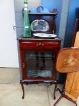 Glazed Edwardian single door cabinet with mirrored gallery