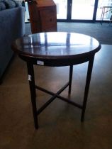 (1) Edwardian side table with x-shaped stretcher