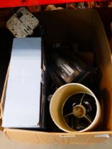 Box of table lamps, picture frames and household goods