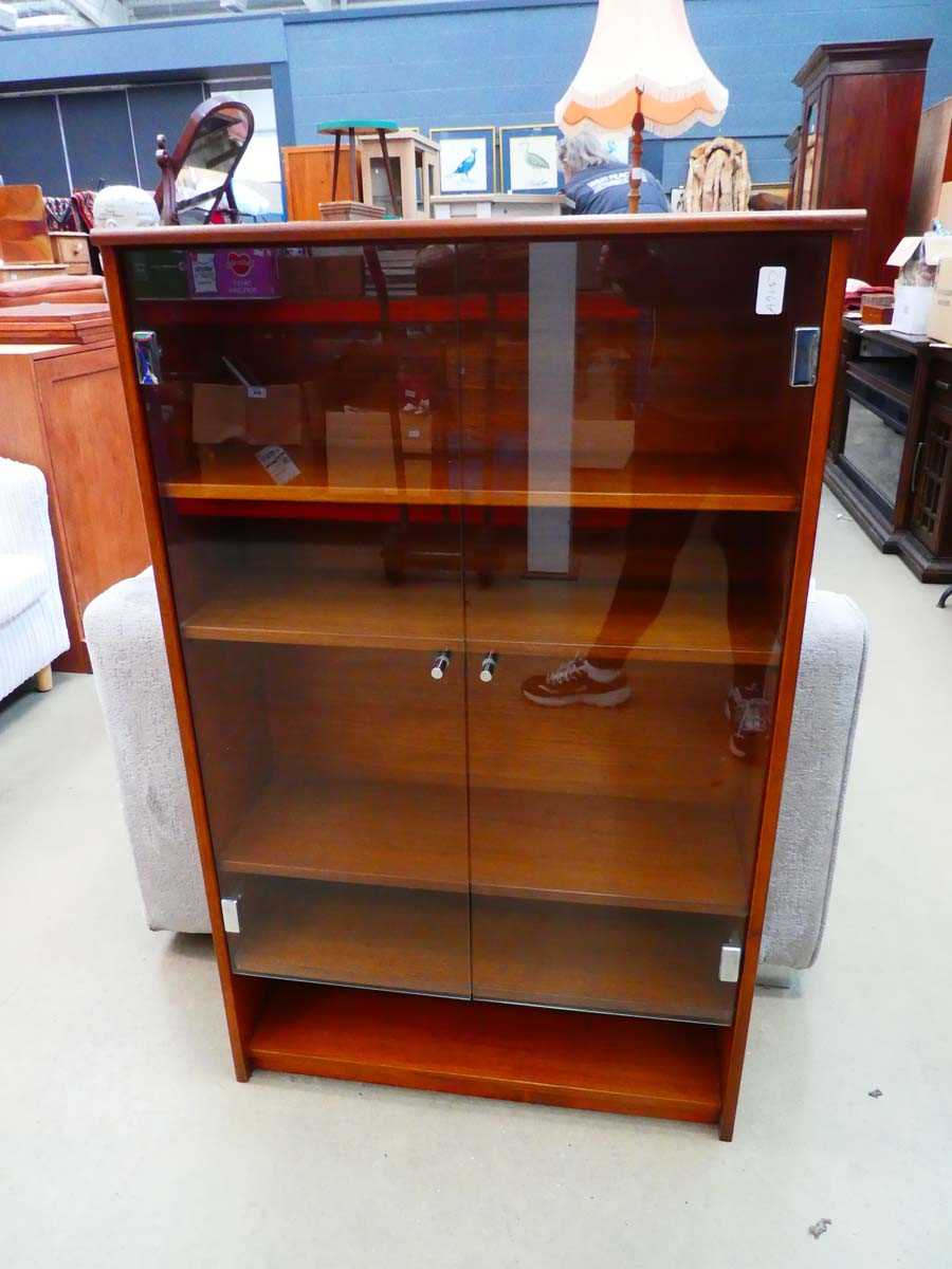 Teak bookcase with double glazed doors