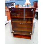 Teak bookcase with double glazed doors