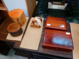 2 x wooden block plus 3 natural wood trunks