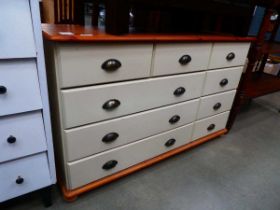 Painted pine chest of nine drawers