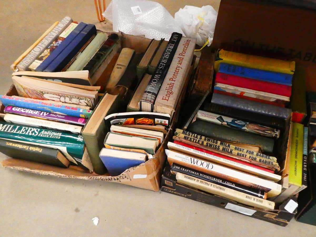 4 boxes containing art and antique reference books plus books on wood turning and novels - Image 3 of 3