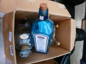 Box containing empty alcohol bottles