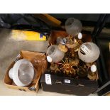 2 boxes of ceiling light shades and fittings