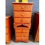 Pair of pine 3 drawer bedside cabinets