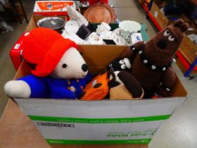 Box containing soft toys