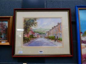 Watercolour by Terry Halpin 'Village Street'