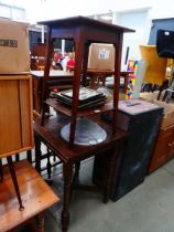 Oak draw leaf table plus a two tier side table