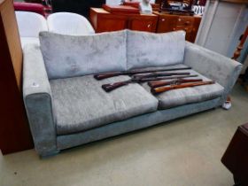 Grey fabric 3-seater sofa