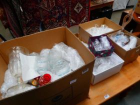 6 x boxes containing a large quantity of French and other crystal glasses plus Venetian glass vases