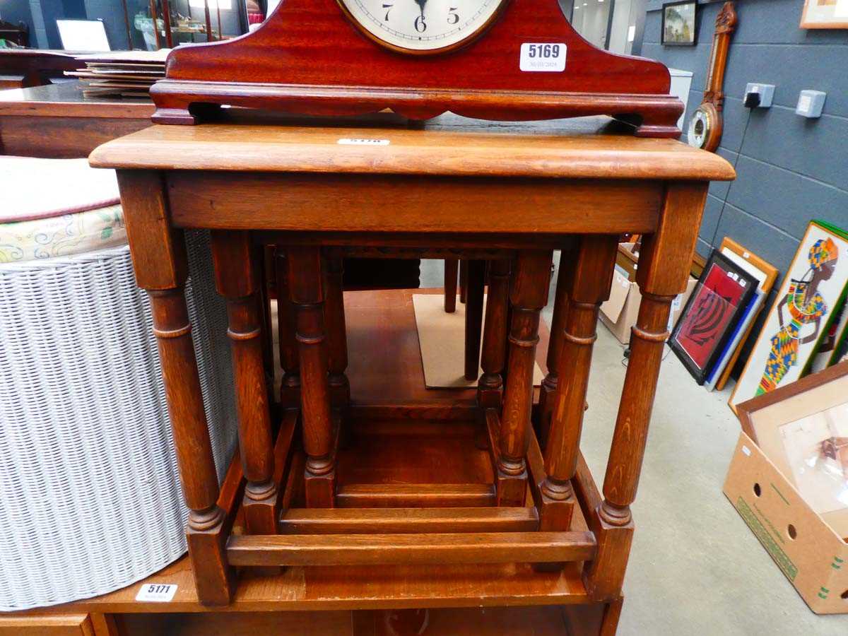 Oak nest of three tables