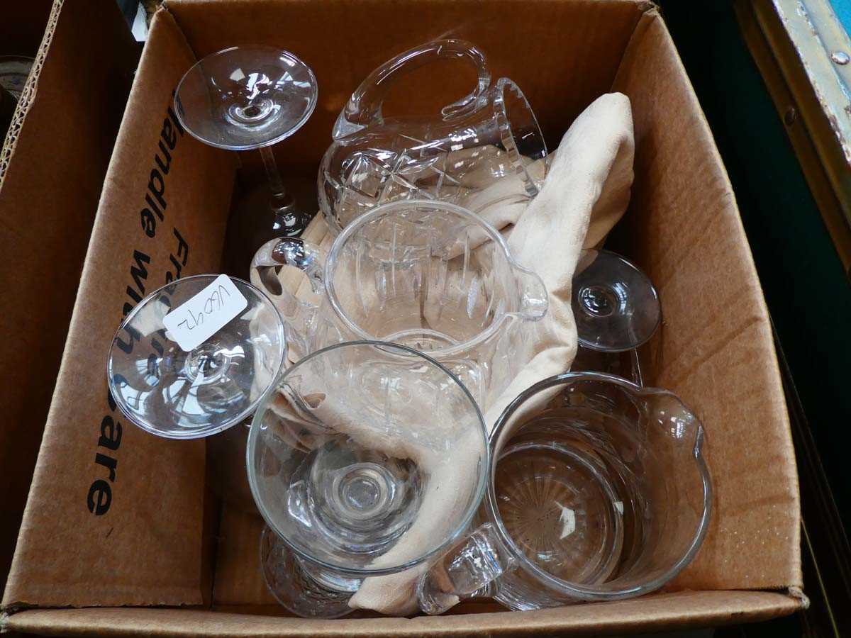 Box of jugs and wine glasses