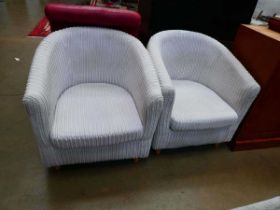 Pair of corduroy effect tub chairs