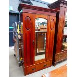 Edwardian wardrobe with single mirrored door