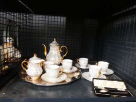 Silver christening spoon plus Bavarian china tea service