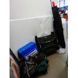 2 canvas bags with quantity of coarse fishing rods plus fishermans seat, boxes and other tackle
