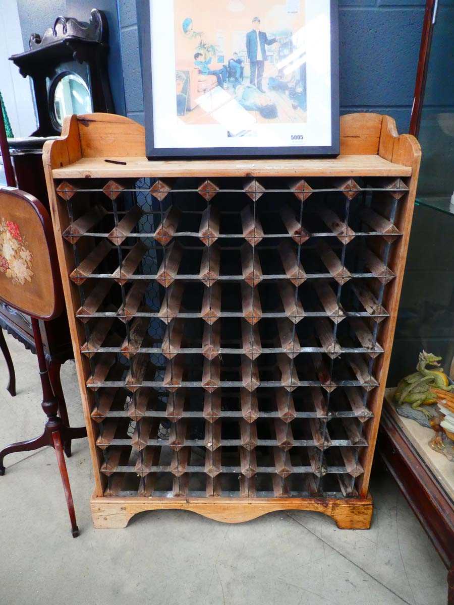Metal and pine wine rack